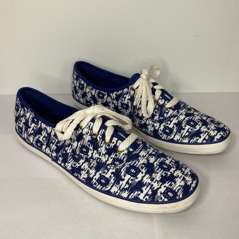 Keds Women's 9.5 Blue White Champion Ikat Oxford Tennis Shoes
